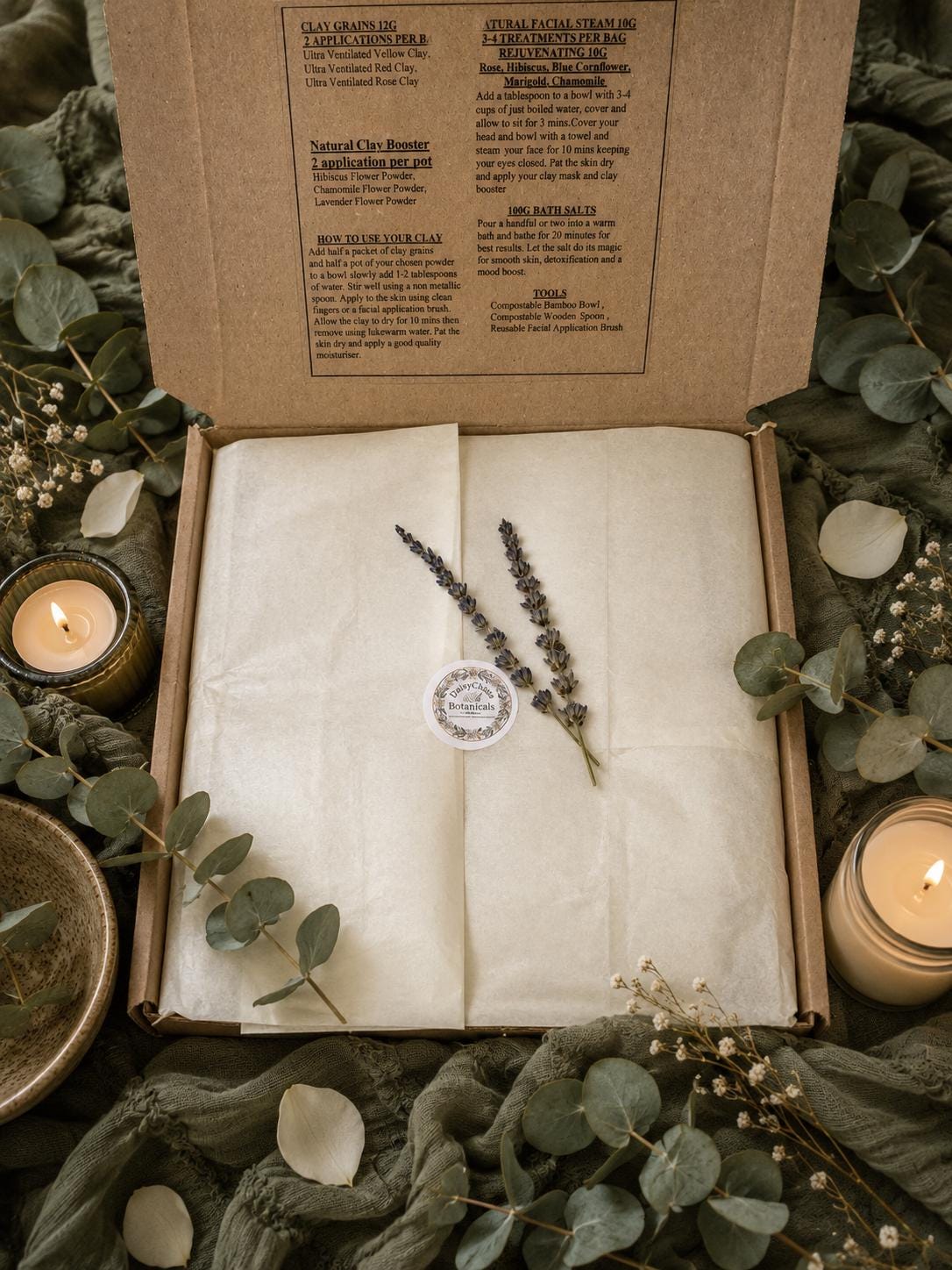 Luxury Botanical Facial Clay Mask Hamper | Natural Spa Gift Set | Organic Self Care Ritual Box