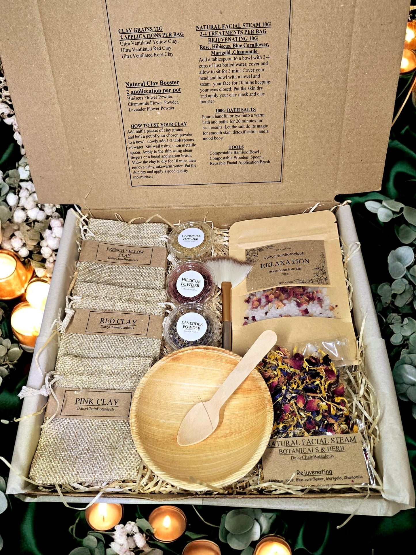 Botanical Spa Ritual Hamper | Facial Clay Mask, Bath Soak & Facial Steam Gift Set