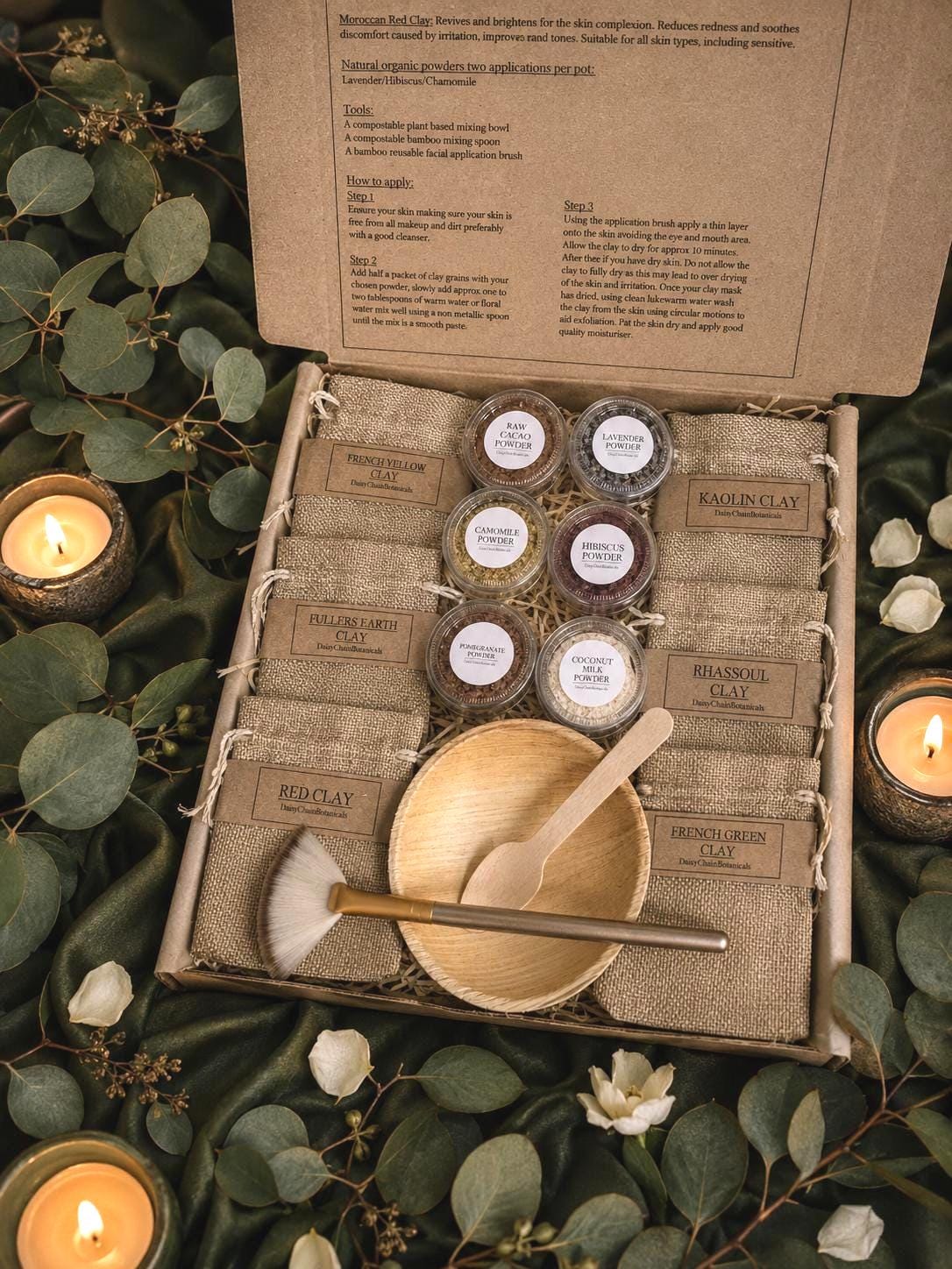 Luxury Botanical Facial Clay Mask Hamper | Natural Spa Gift Set | Organic Self Care Ritual Box