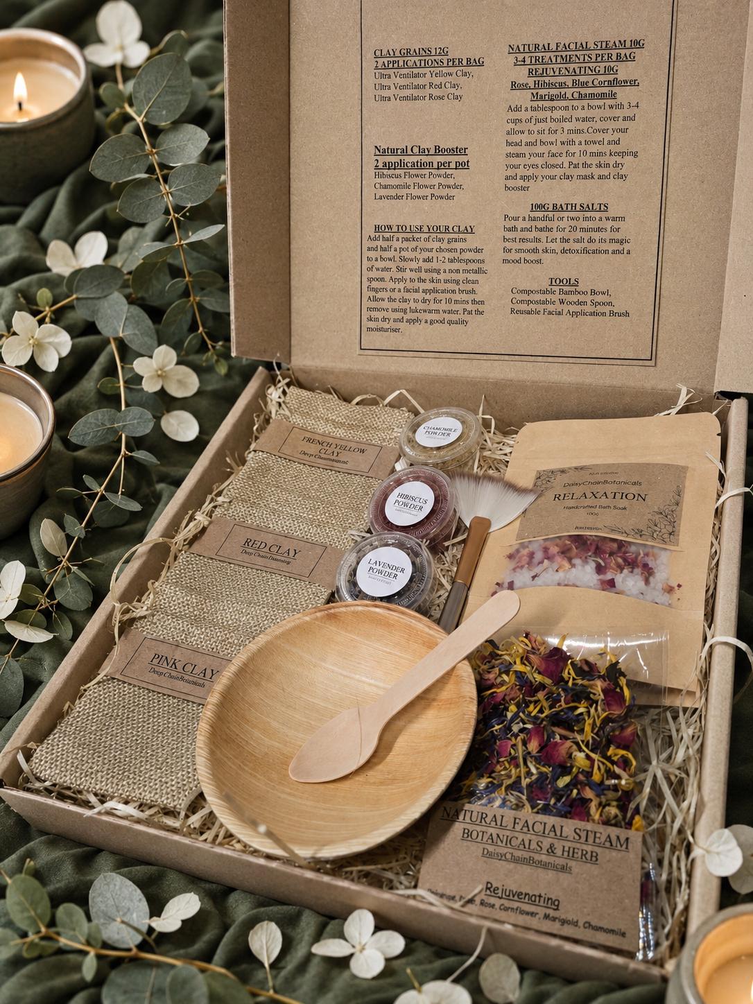 Botanical Spa Ritual Hamper | Facial Clay Mask, Bath Soak & Facial Steam Gift Set